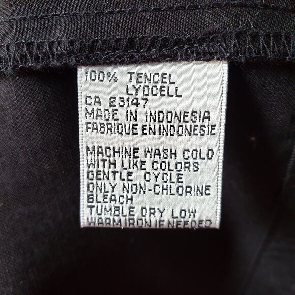 90s Talbots Black Sleeveless Midi Apron Dress L Minimalist Lagenlook Vintage - Picture 6 of 13